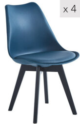 Nordlys Set Of 4 Blue Wood And Polypropylene Dining Chairs Modern Design Style Dining Room - thumbnail 1