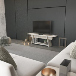 Decorotika Lanca Tv Stand Tv Unit For Tvs Up To 59 Inch White Marble Effect - thumbnail 4