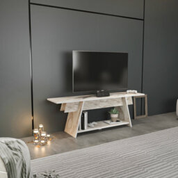 Decorotika Lanca Tv Stand Tv Unit For Tvs Up To 59 Inch White Marble Effect - thumbnail 3