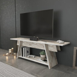 Decorotika Lanca Tv Stand Tv Unit For Tvs Up To 59 Inch White Marble Effect - thumbnail 2