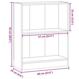Berkfield Bookcase Old Wood 60X24X76 Cm Engineered Wood - thumbnail 9