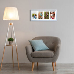AK Frames 50X20Cm Silver Sleek Multi Photo Frame With White Mount - Holds 4 Apertures (4X) 6X4 Photos - thumbnail 3
