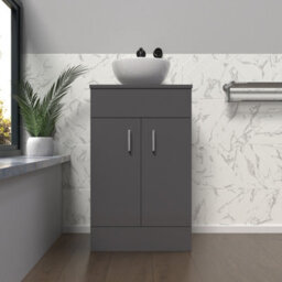 Nes Home 500mm Anthracite Bathroom Vanity Unit With Countertop & Round Basin - thumbnail 2