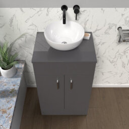Nes Home 500mm Anthracite Bathroom Vanity Unit With Countertop & Round Basin - thumbnail 3