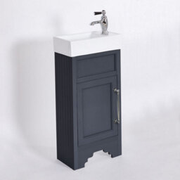 Homestylestore Black Grey 400mm Bathroom Vanity Unit With Basin And Chrome T Bar Handles - thumbnail 1