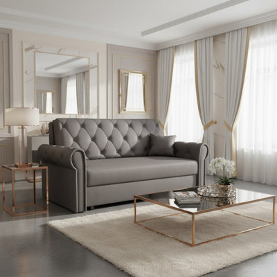 Viva Roma Iii Living Room Sofa Bed Polyurethane Foam Hr Foam Wave Spring Metal Legs Wooden Frame 168X85X98Cm Dark Grey - image 1