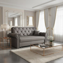 Viva Roma Iii Living Room Sofa Bed Polyurethane Foam Hr Foam Wave Spring Metal Legs Wooden Frame 168X85X98Cm Dark Grey