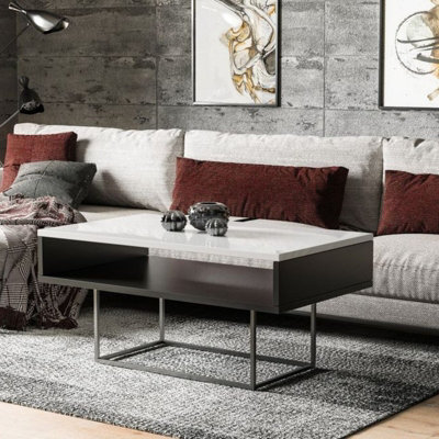 Enna Modern Coffee Table Stylish Living Room Table With Durable Laminated Board Compact Design Easy To Clean Finish White Gloss