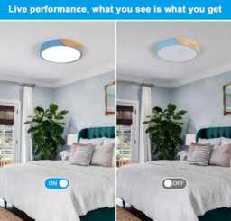 Led Blue Ceiling Light 24W Cool Light Flush Mount 30 Cm Round Wood - thumbnail 4