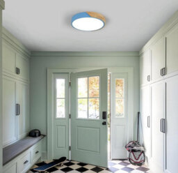 Led Blue Ceiling Light 24W Cool Light Flush Mount 30 Cm Round Wood - thumbnail 2