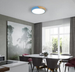 Led Blue Ceiling Light 24W Cool Light Flush Mount 30 Cm Round Wood - thumbnail 3