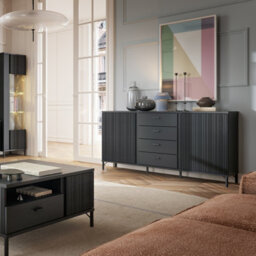 Furniture To Go Lusaka Sideboard 2 Door 4 Drawer In Black Graphite - thumbnail 4