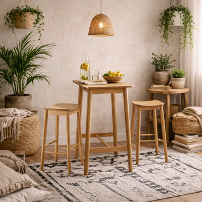 Wyld Haus Brno Bar Table And 2 Stools Natural Oak Effect, Matt Finish, Scandinavian Design - image 1