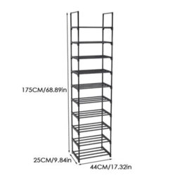 10 Tiers Metal Shoe Footwear Rack Organiser Storage Shelves - thumbnail 2