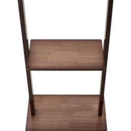Living And Home Walnut Colour Rubberwood Freestanding Clothes Rack 5 Hooks Double Storage Shelves - thumbnail 6