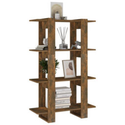 Berkfield Book Cabinet/room Divider Smoked Oak 80X30X123.5 Cm - thumbnail 4