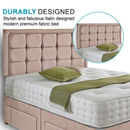 Dining Tables Dallas Matching Headboard Divan Set, 2 Drawer On Same Side With Sprung 1500 Comfort Mattress- Plush Pink Pale - King - thumbnail 3