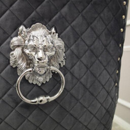 Stratus Interiors Bentley Upholstered Lion Knocker Dining Chair - 1Pcs Silver Plush Velvet