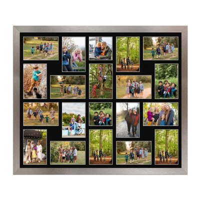 AK Frames 80X70Cm Aluminum Modern Multi Photo Frame With Black Mount - Holds 20 Apertures (18X) 6X4, (2X) 4X4 Photos - image 1