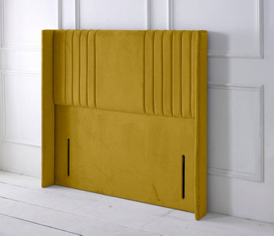 "Adore Designs Florence Winged Plush Velvet 3Ft Single 50"" Floor Standing Headboard - Turmeric"