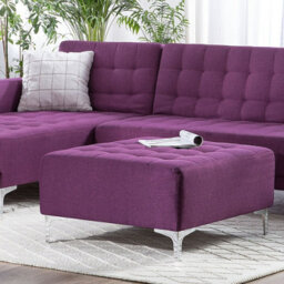 Beliani Purple Tufted Fabric Footstool With Silver Legs, W80 X D80 X H41 Cm - thumbnail 2