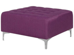 Beliani Purple Tufted Fabric Footstool With Silver Legs, W80 X D80 X H41 Cm - thumbnail 1