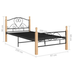 Berkfield Bed Frame Black Metal 90X200 Cm - thumbnail 7