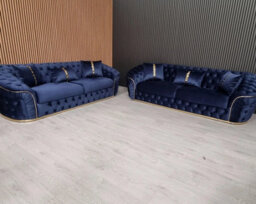 Stratus Interiors Ambassador Sofa Chesterfield Toronto Metal Trim Fabric - Frill Design - 2 Seater - Silver Trim - thumbnail 6