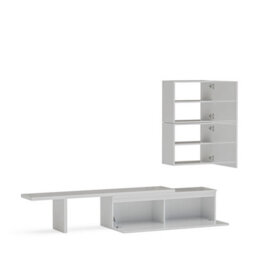 Decorotika Bezier Moduler Modern Tv Unit Wall Mount Customizable Layout High Gloss White - thumbnail 5