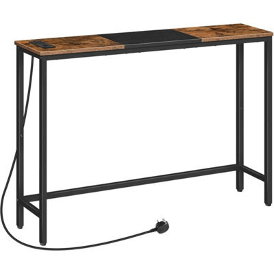 114X20X76Cm Console Table With Charging Station Sofa Side Table - image 1