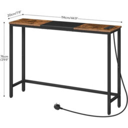 114X20X76Cm Console Table With Charging Station Sofa Side Table - thumbnail 2