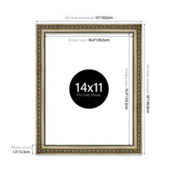 14X11 Champaign Ornate Picture Frame (35.6 X 27.9Cm) Poster, Photo, Artwork, Gallery Wall Or Print - thumbnail 2
