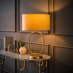 Valuelights Antonia Cream Shade Brushed Gold Oval Table Lamp And Led Bulb - thumbnail 3