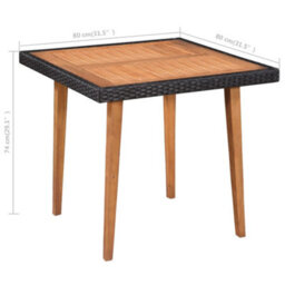 Walplus 5 Piece Outdoor Dining Set Poly Rattan Black And Brown - thumbnail 7