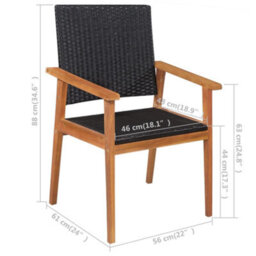 Walplus 5 Piece Outdoor Dining Set Poly Rattan Black And Brown - thumbnail 6
