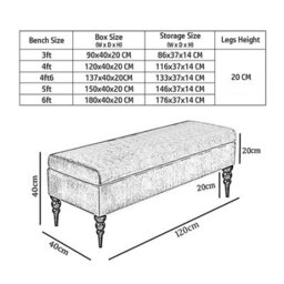 Safar Plain 120Cm Ottoman Storage Bench - Plush Velvet Shoe Bench - Duck Egg Upholstery Footstool With Storage - thumbnail 3