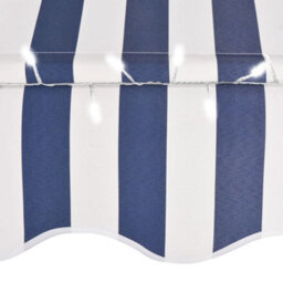 Berkfield Manual Retractable Awning With Led 400 Cm Blue And White - thumbnail 5