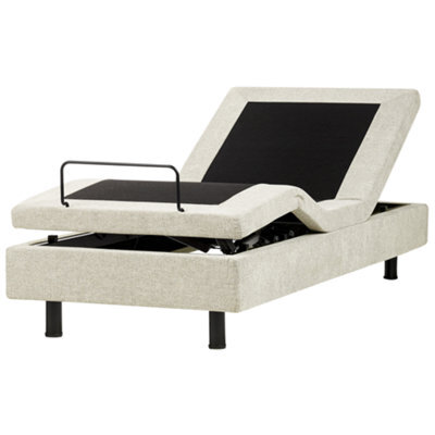 Beliani Adjustable Bed Without Headboard Fabric Castellan 90 X 200 Cm (Eu Single) Beige - image 1