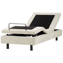 Beliani Adjustable Bed Without Headboard Fabric Castellan 90 X 200 Cm (Eu Single) Beige - thumbnail 1