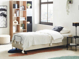 Beliani Adjustable Bed Without Headboard Fabric Castellan 90 X 200 Cm (Eu Single) Beige - thumbnail 2