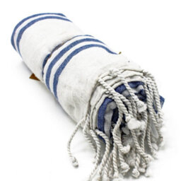 Serenityy Hamman Spa Towel Ocean Blue 90X170Cm - Striped Polycotton Luxury Spa Towel - thumbnail 2