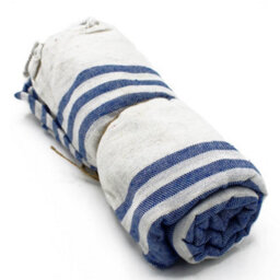 Serenityy Hamman Spa Towel Ocean Blue 90X170Cm - Striped Polycotton Luxury Spa Towel - thumbnail 3