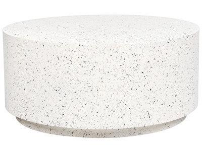 Beliani 90Cm Round Terrazzo-Inspired Coffee Table - White Fibreglass Reinforced Magnesium Oxide, Indoor-Outdoor - image 1