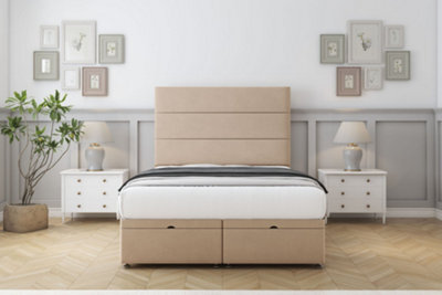 "Sloomy Texas Pebble Plush Ottoman Bed Base With 26"" Strutted Headboard 2'6 Small Single" - image 1