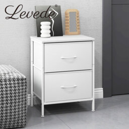 Levede Bedside Table 2 Fabric Drawer Nightstand Storage Furniture Cabinet - thumbnail 9