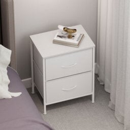 Levede Bedside Table 2 Fabric Drawer Nightstand Storage Furniture Cabinet - thumbnail 1