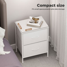 Levede Bedside Table 2 Fabric Drawer Nightstand Storage Furniture Cabinet - thumbnail 5