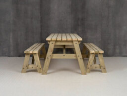 Arbor Garden Solutions Victoria Space Saving Picnic Table Benches Set (6Ft, Natural Finish) - thumbnail 3