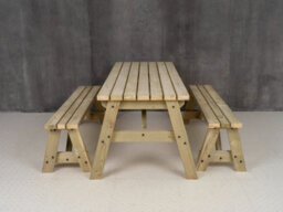 Arbor Garden Solutions Victoria Space Saving Picnic Table Benches Set (6Ft, Natural Finish) - thumbnail 4