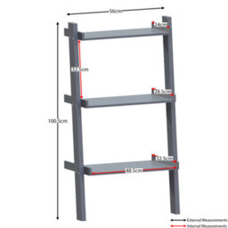 Lassic Vida Designs York Grey 3 Tier Ladder Bookcase Freestanding Open Shelf (H)1005mm (W)560mm (D)320mm - thumbnail 2